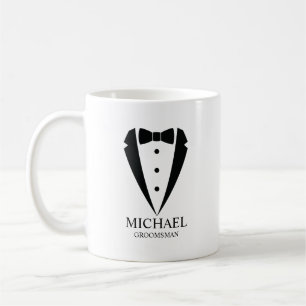 Black Wedding Tuxedo Suit Personalised Groomsmen Coffee Mug