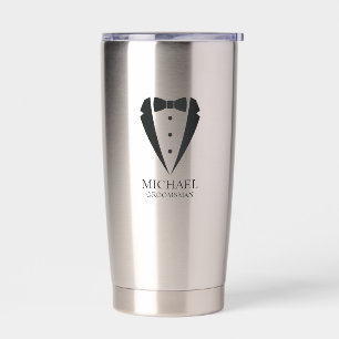 Black Wedding Tuxedo Suit Personalised Groomsmen Insulated Tumbler