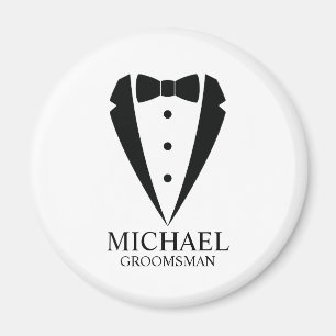 Black Wedding Tuxedo Suit Personalised Groomsmen Magnet