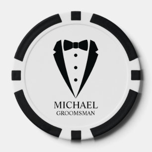 Black Wedding Tuxedo Suit Personalised Groomsmen Poker Chips
