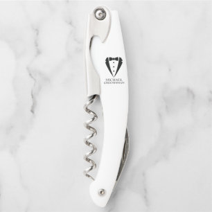 Black Wedding Tuxedo Suit Personalized Groomsmen Corkscrew