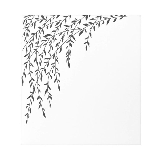 Black Weeping Willow on WhiteLeaves Branches Notepad (Front)