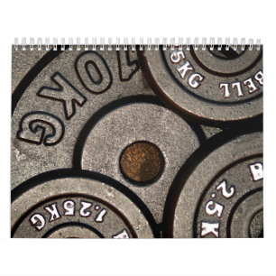 Black Weight Plates Weightlifting Print Calendar