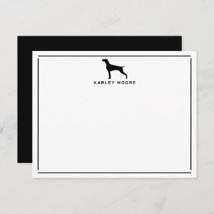 Black Weimaraner Dog Modern Border Stationery Card