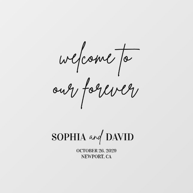 Black Welcome To Our Forever Wedding Mirror Decal (Sheet)