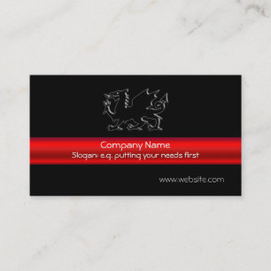 Black Welsh Dragon with red metallic-look stripe Business Card