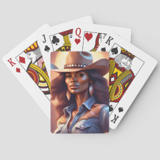 Black Western Cowgirl Denim Playing Cards