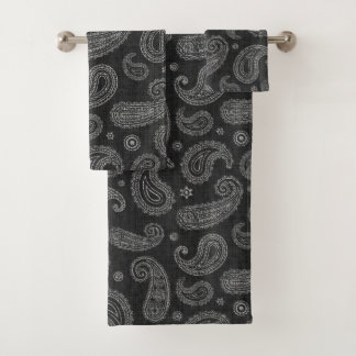 Black Western Paisley Bath Towel Set