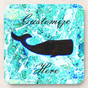 black whale blue coaster