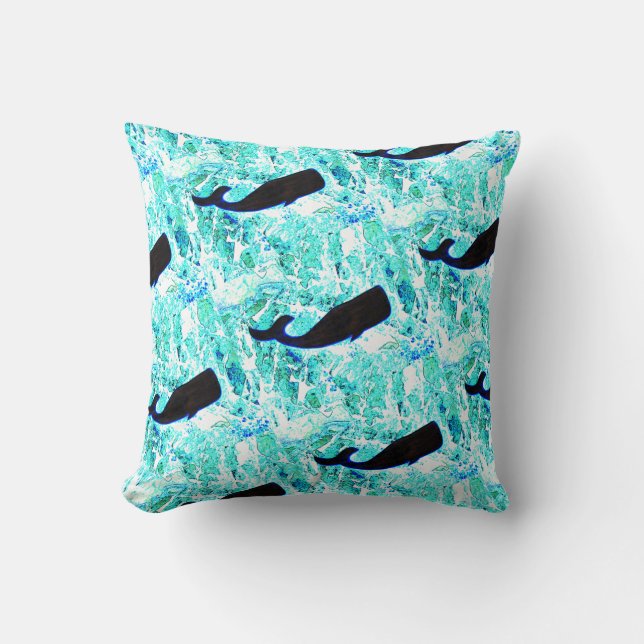 Black whale blue Thunder_Cove Cushion (Front)