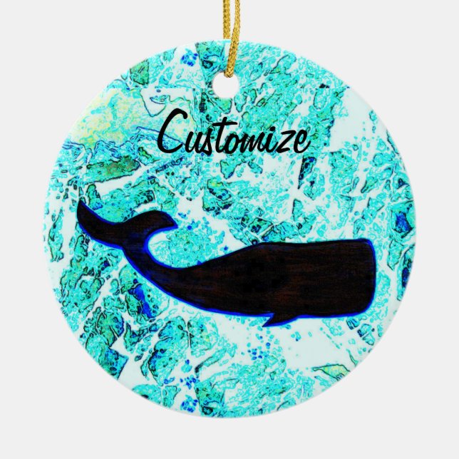 black whale customised Thunder_Cove Ceramic Tree Decoration (Front)