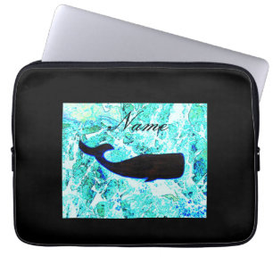 black whale on blue Thunder_Cove Laptop Sleeve