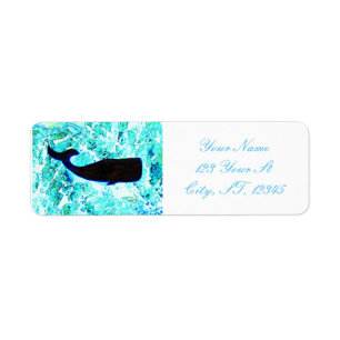 black whale swimming Thunder_Cove zazzle Return Address Label