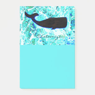 black whale underwater post-it notes