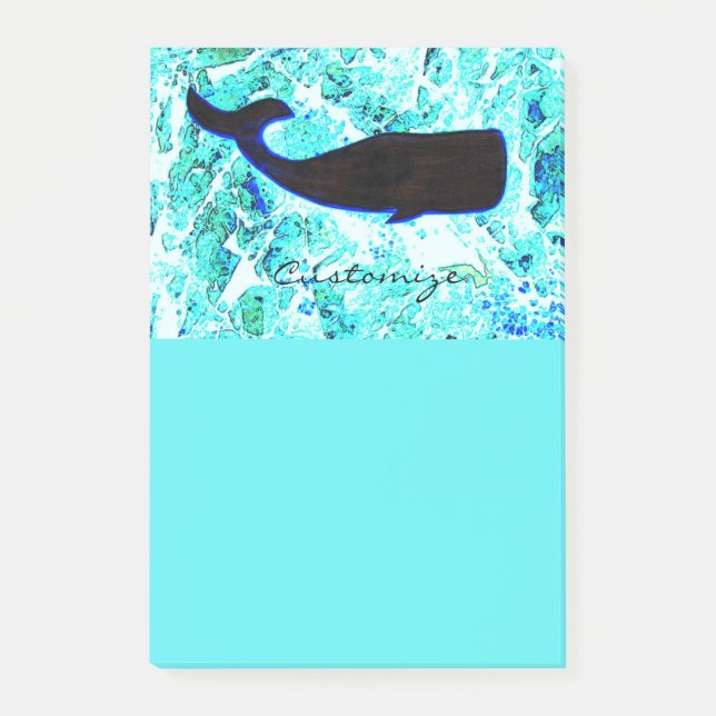 black whale underwater post-it notes (Front)