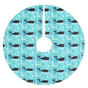 black whales blue Thunder_Cove Brushed Polyester Tree Skirt