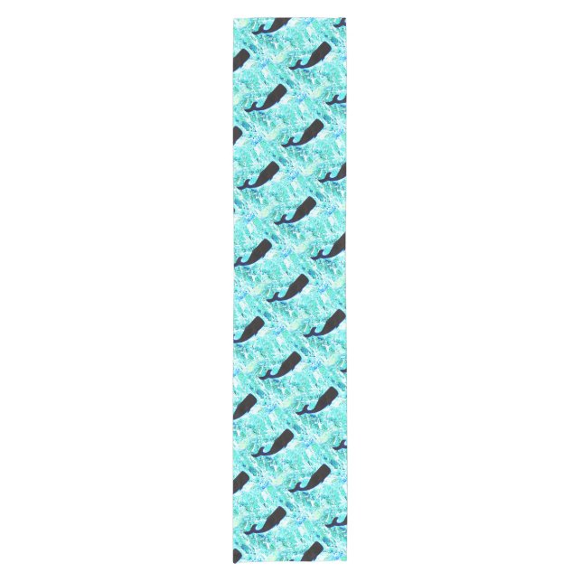black whales blue Thunder_Cove Short Table Runner (Front)