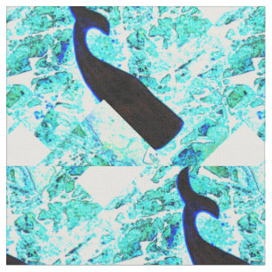 black whales pattern blue fabric