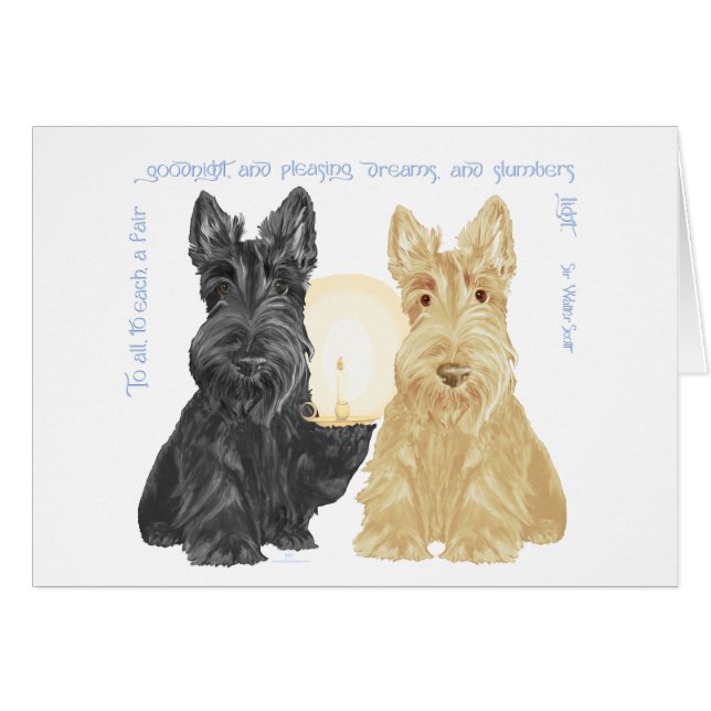 Black & Wheaten Goodnight Scotties (Front Horizontal)