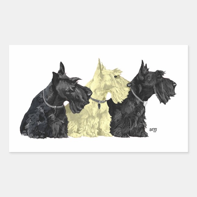 Black & Wheaten Scottish Terriers Rectangular Sticker (Front)