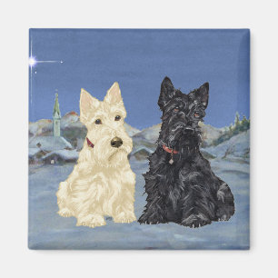 Black & Wheaten Scottish Terriers Winter Magnet