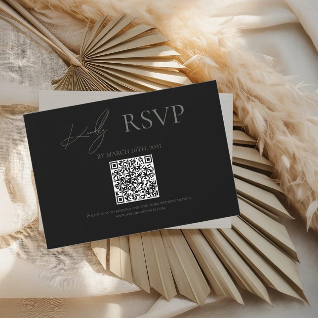 Black Where Forever Begins Sage Wedding RSVP Cards (Creator Uploaded)