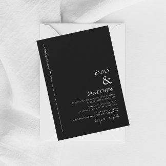 Black Where Forever Begins Wedding Invitation