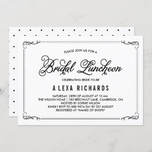 Black Whimsical Borders Bridal Luncheon Invitation