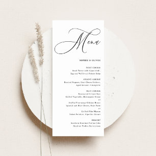 Black Whimsical Calligraphy Wedding Menu