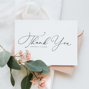 Black Whimsical Calligraphy Wedding Thank You Card
