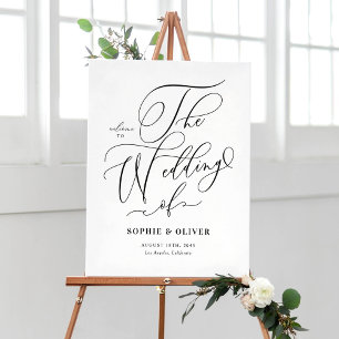 Black Whimsical Calligraphy Wedding Welcome Poster
