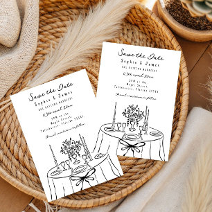 black Whimsical Hand-Drawn Trendy Wedding Invitation