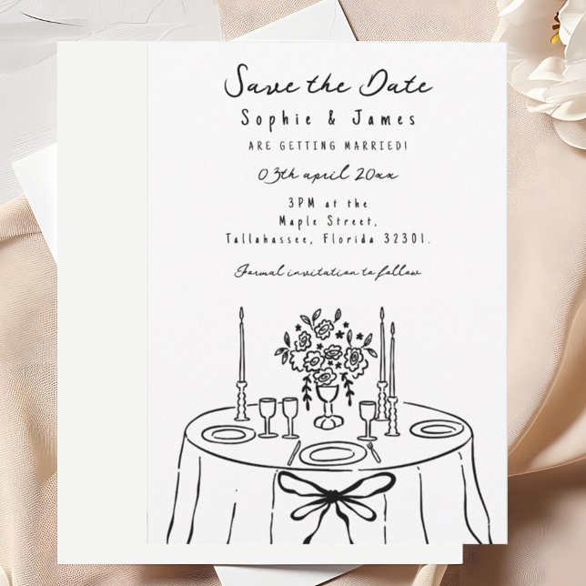 black Whimsical Hand-Drawn Trendy Wedding Invitation (Creator Uploaded)
