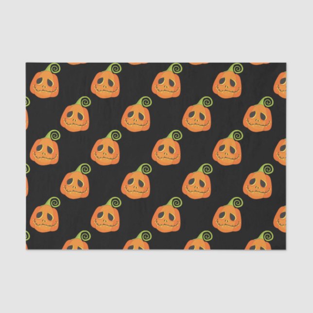 Black Whimsical Pumpkin Halloween Custom Tissue Paper (Front)