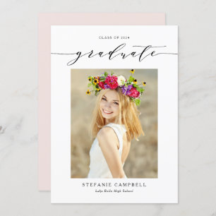 Black Whimsical Script 2023 Photo Graduation Invitation