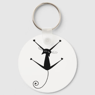 Black Whimsy Kitty 10 Key Ring