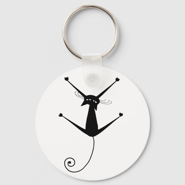 Black Whimsy Kitty 10 Key Ring (Front)
