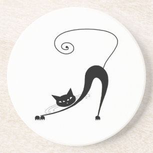 Black Whimsy Kitty 2 Coaster