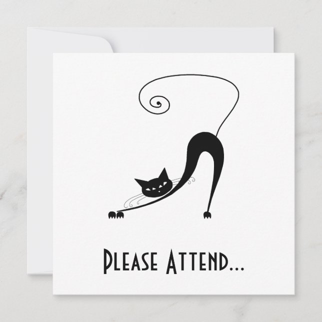 Black Whimsy Kitty 2 Invitation (Front)