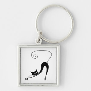 Black Whimsy Kitty 2 Key Ring