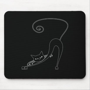 Black Whimsy Kitty 2 Mouse Pad