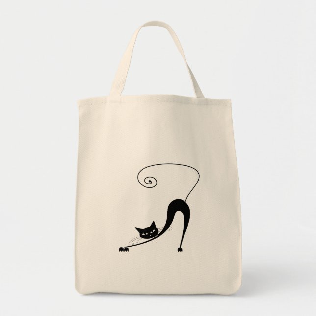 Black Whimsy Kitty 2 Tote Bag (Front)