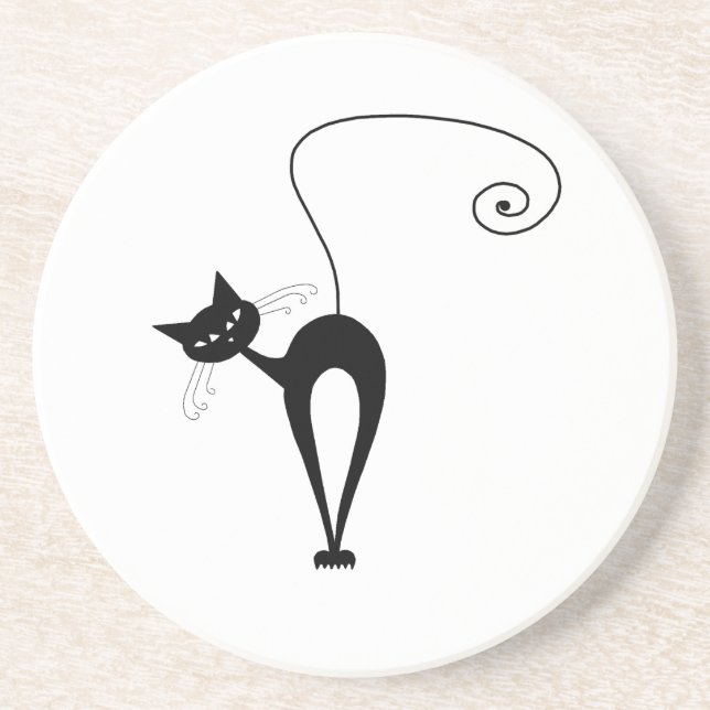 Black Whimsy Kitty 3 Coaster (Front)