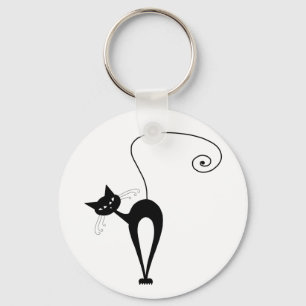 Black Whimsy Kitty 3 Key Ring