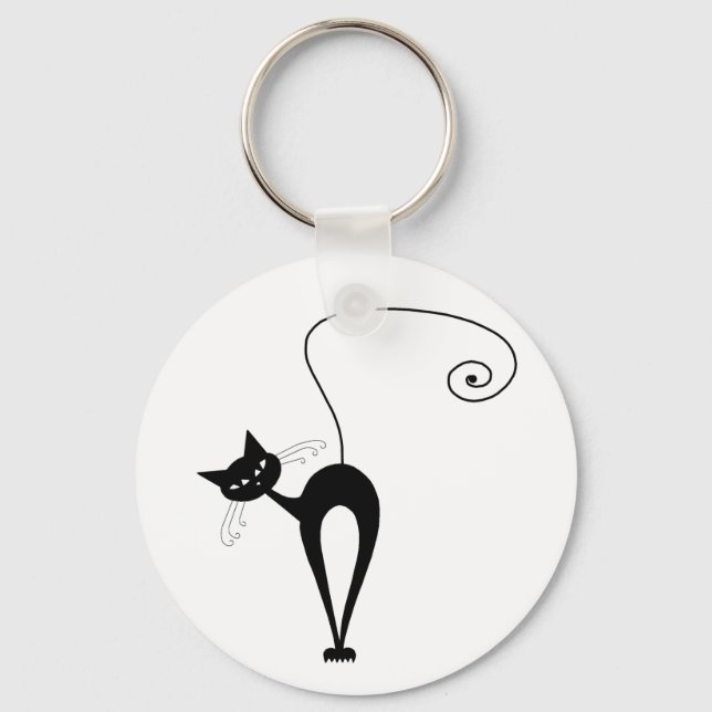 Black Whimsy Kitty 3 Key Ring (Front)