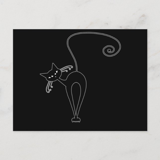 Black Whimsy Kitty 3 Postcard (Front)