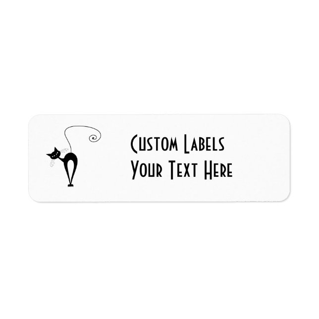 Black Whimsy Kitty 3 Return Address Label (Front)