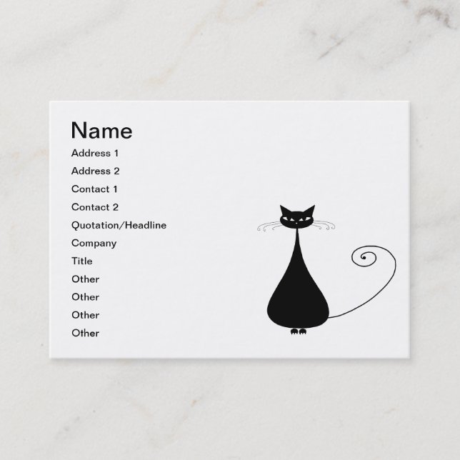 Black Whimsy Kitty 4 Business Card (Front)