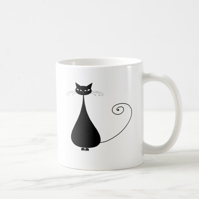 Black Whimsy Kitty 4 Coffee Mug (Right)