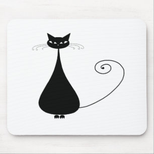 Black Whimsy Kitty 4 Mouse Pad